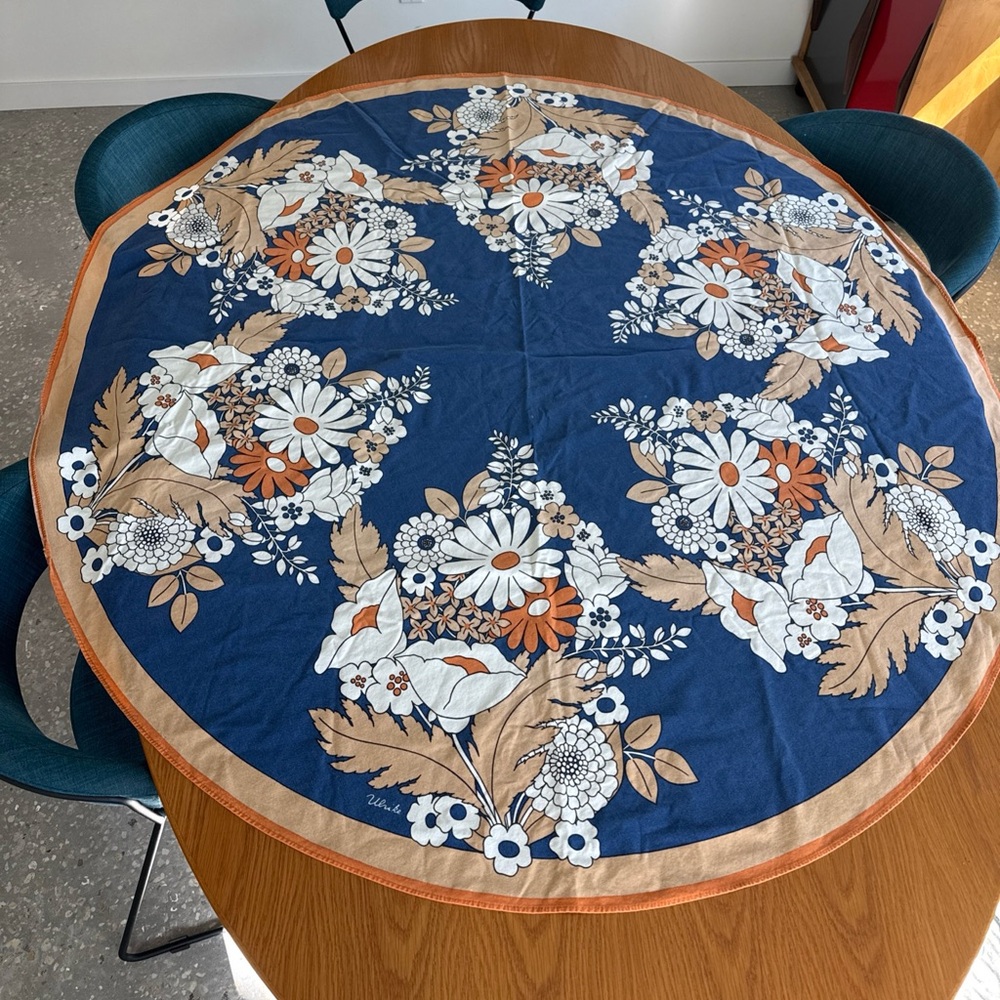 Vintage Floral Table Cloth 56 W x 61”L